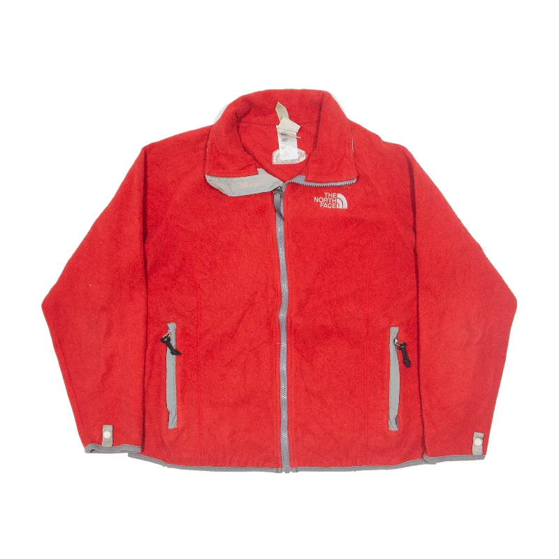 THE NORTH FACE Fleece Jacket Red Womens M Hooded Jacket Caped Jacket Shawl Collar Jacket