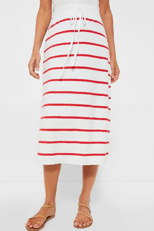 White and Flame Stripe Terry Towel Skirt velvet skirt luxury