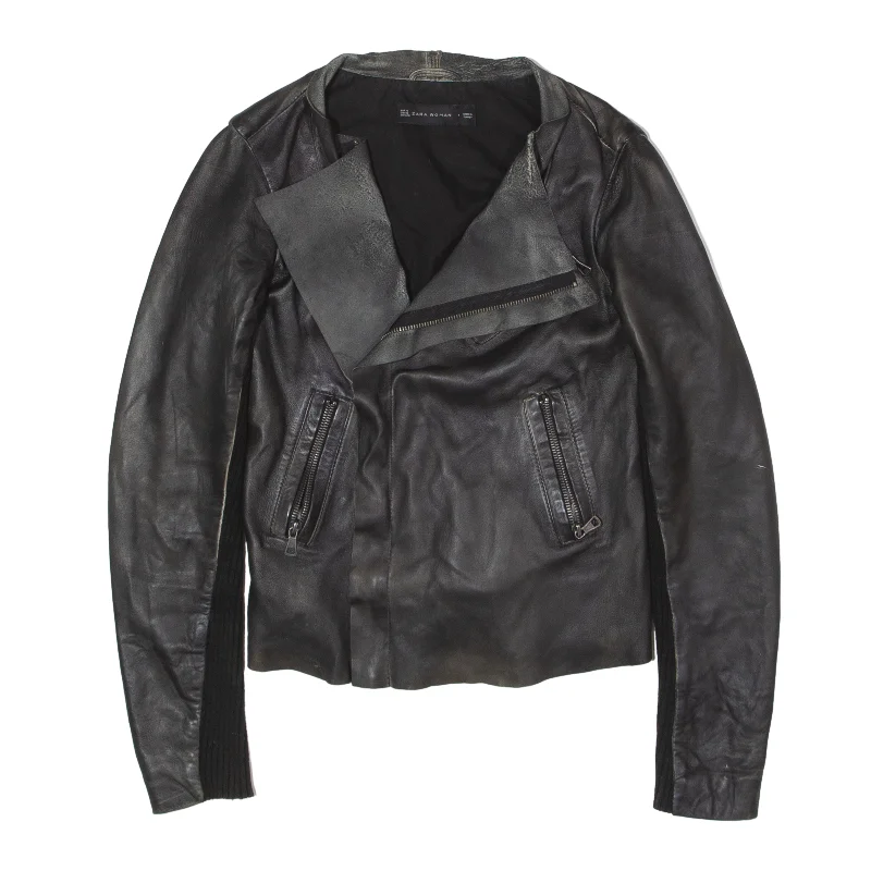 ZARA Lightweight Leather Look Jacket Black Womens S Cotton Jacket Linen Jacket Terry Jacket